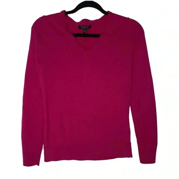 Banana Republic 100% Merino Wool V-Neck Long Sleeve Knit Sweater Pink Size Small - Picture 1 of 7